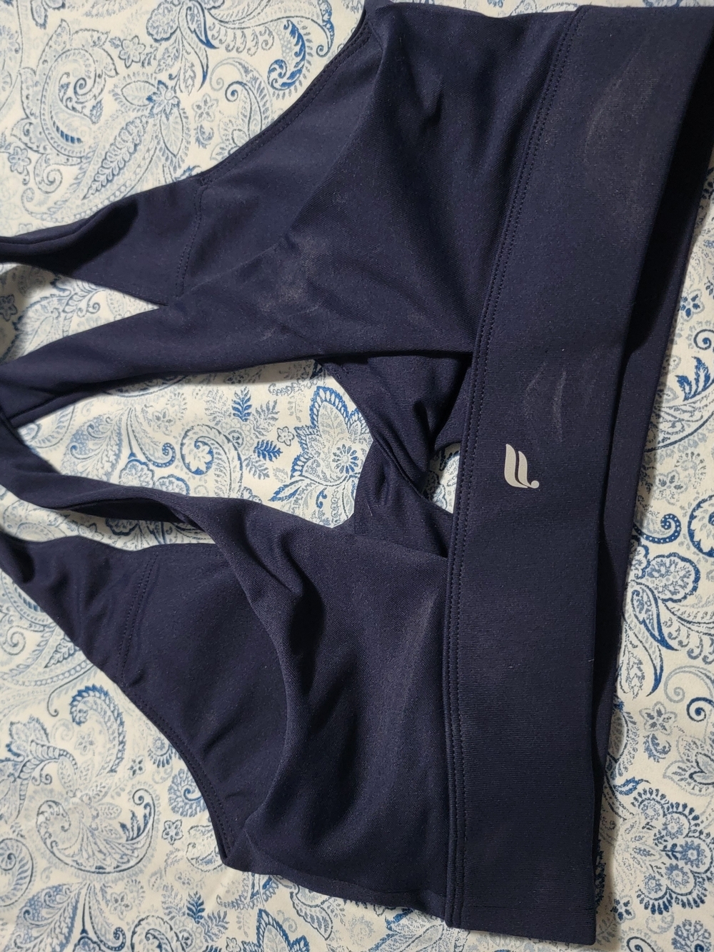 Fabletics Navy Sports Bra - Solid Racerback - Picture 2 of 3